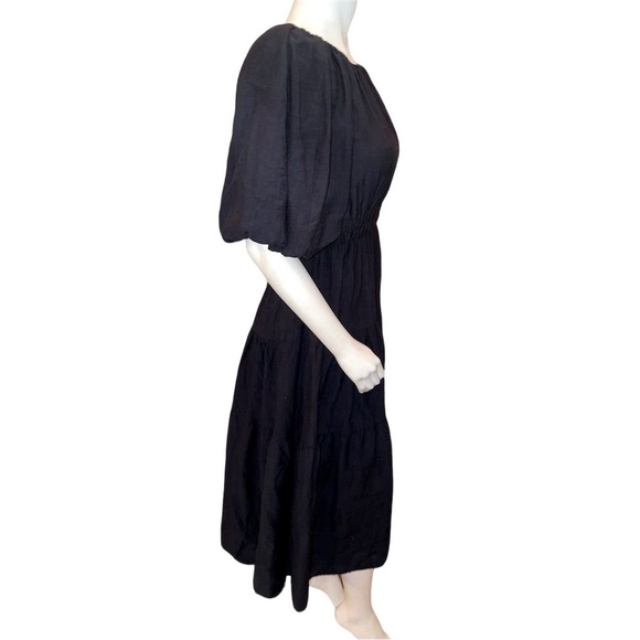 ANTHROPOLOGY MOON RIVER PUFF SLEEVE BACK CUTOUT SMOCKED WAIST MIDI DRESS SMALL - Picture 9 of 16